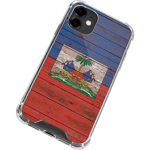 Haiti Flag Dark Wood iPhone 12 Mini Clear Case